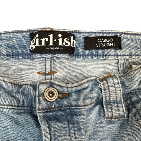 Girlish Carpenter Jeans Light Wash Denim Utility Pockets, size 7/28‎ - Picture 4 of 6